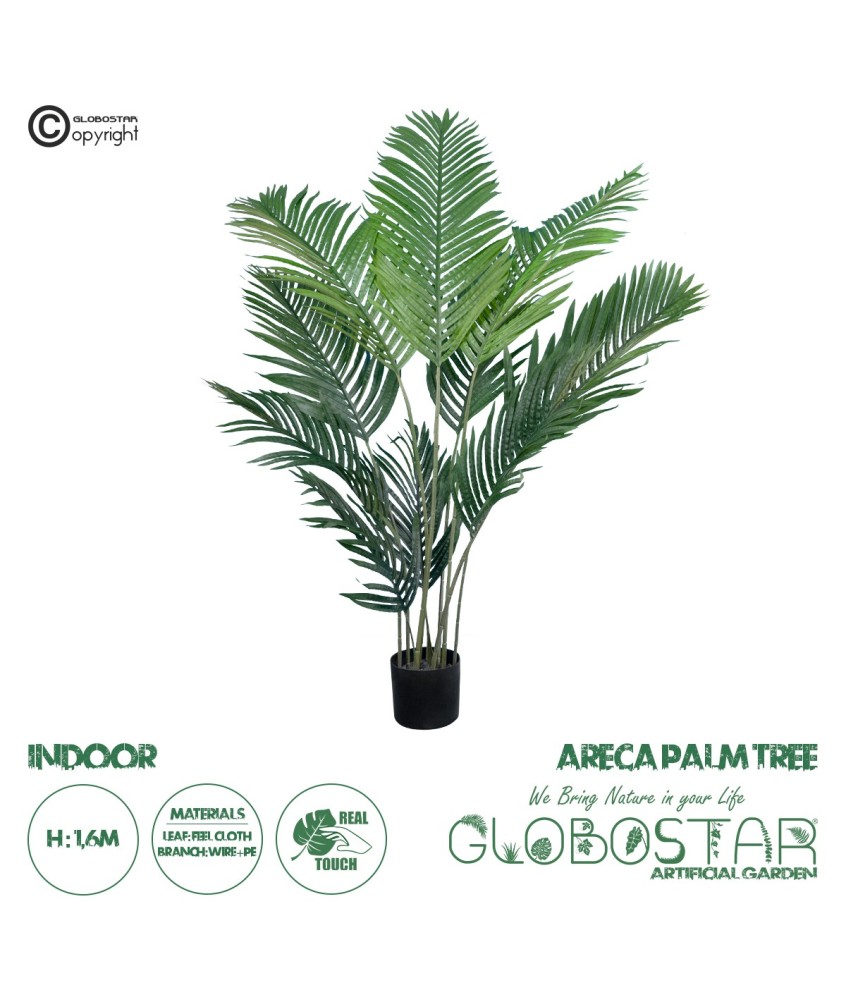 GloboStar® Artificial Garden ARECA PALM TREE 20009 - Τεχνητό Διακοσμητικό Φυτό Φοινικόδεντρο Αρέκα Υ160cm